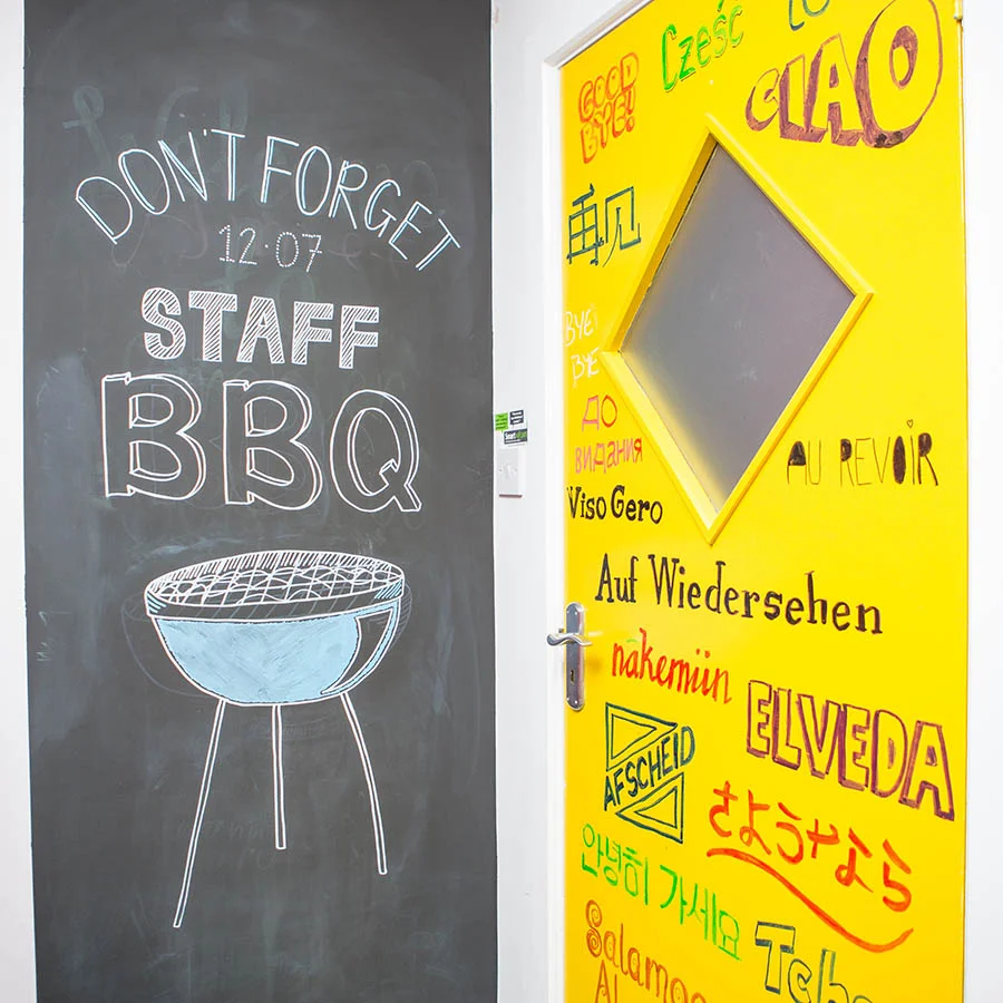 Chalkboard paint on yellow door blackboard chalkboard wall