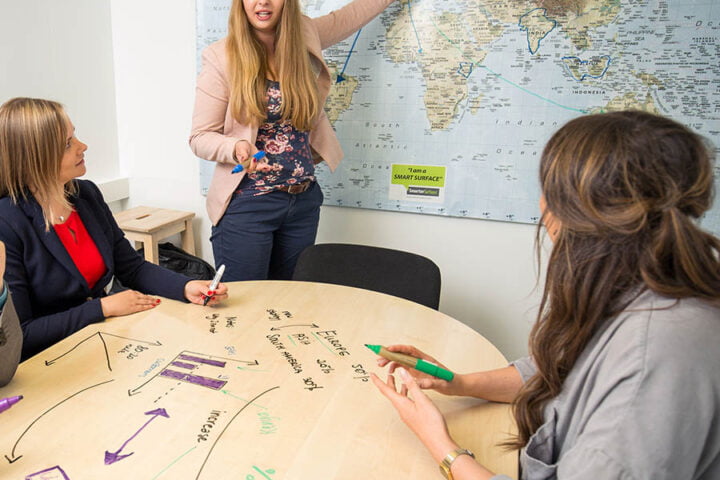 Clear whiteboard paint in meeting room wall writable table paint