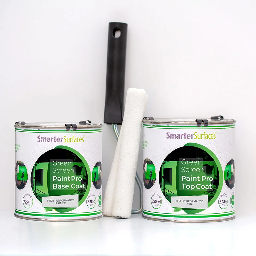 Green screen paint kit top coat base coat and roller