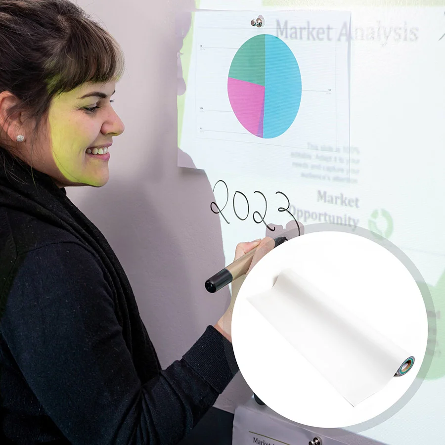 Magnetic projector screen whiteboard wallpaper