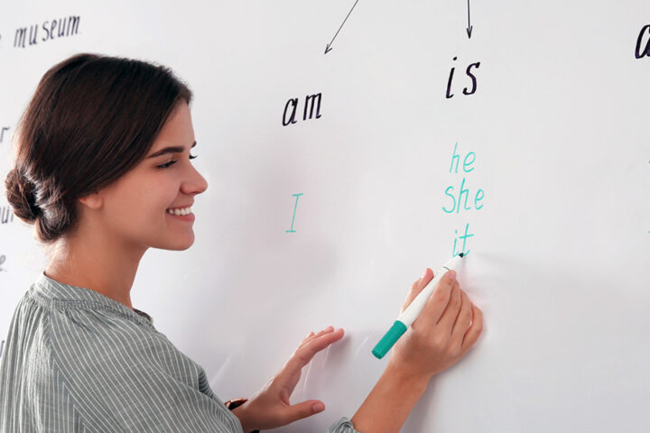 Whiteboard wallpaper writable wallcovering in classrooms