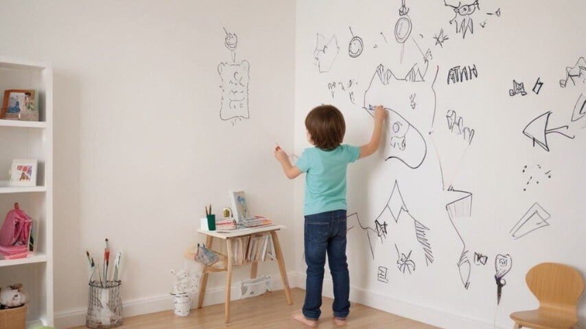 whiteboard wall in kid's room