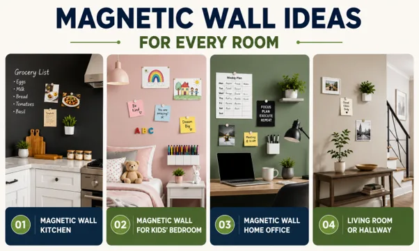 Picture8 Magnetic wall ideas for the kitchen, kids' bedroom, home office, and living room in a modern home