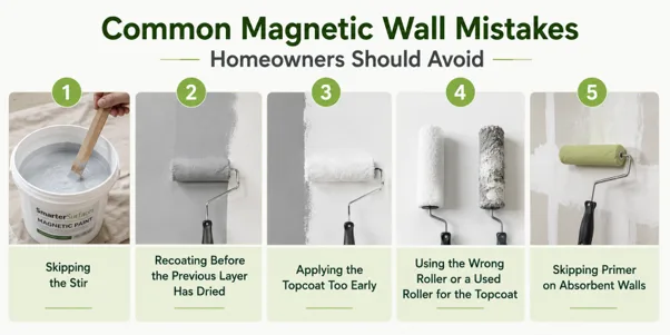 Picture9 Magnetic paint not working tips showing homeowner mistakes like skipping primer, poor stirring, incorrect roller use, & more