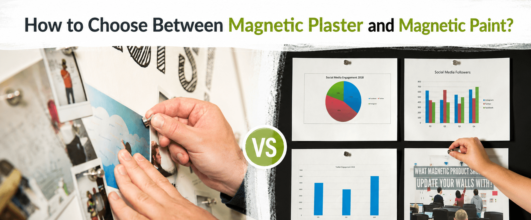 Picture4 Black chalkboard with paint roller illustrating how to choose between magnetic plaster and magnetic paint