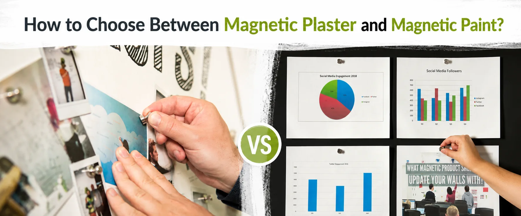 Picture4 Black chalkboard with paint roller illustrating how to choose between magnetic plaster and magnetic paint
